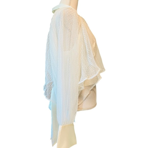 ASOS WOMEN’S BEAUTIFUL WHITE LONG SHEER SLEEVES V NECKLINE TOP SIZE 12 - Picture 5 of 13